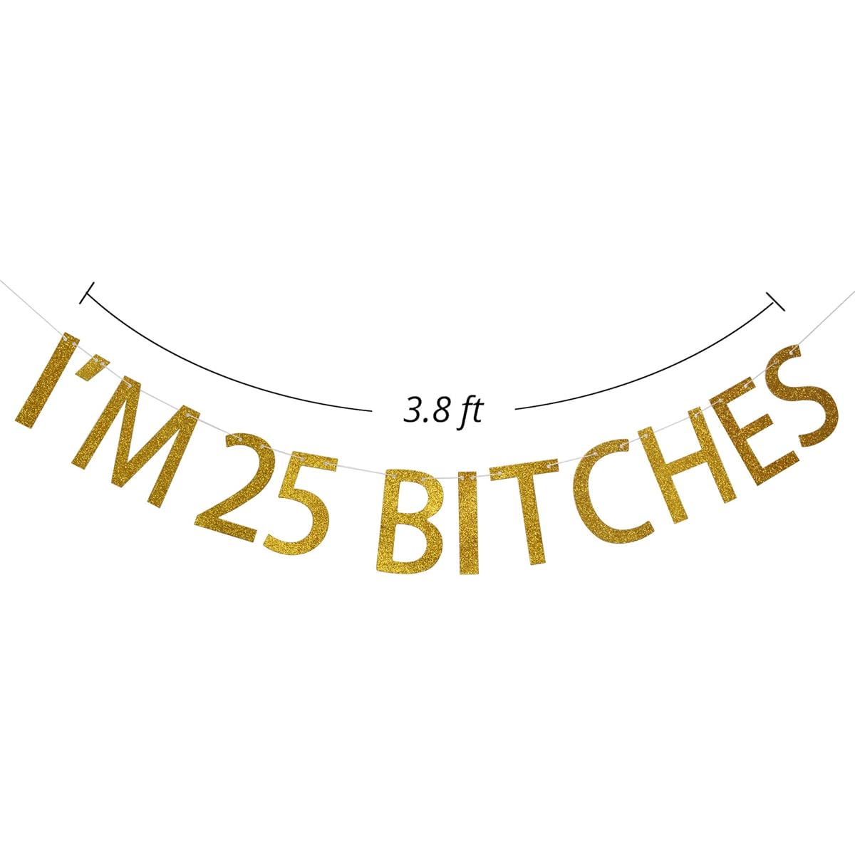 I'm 25 es Gold Glitter Banner for Happy 25th Birthday Party Decorations (Gold)