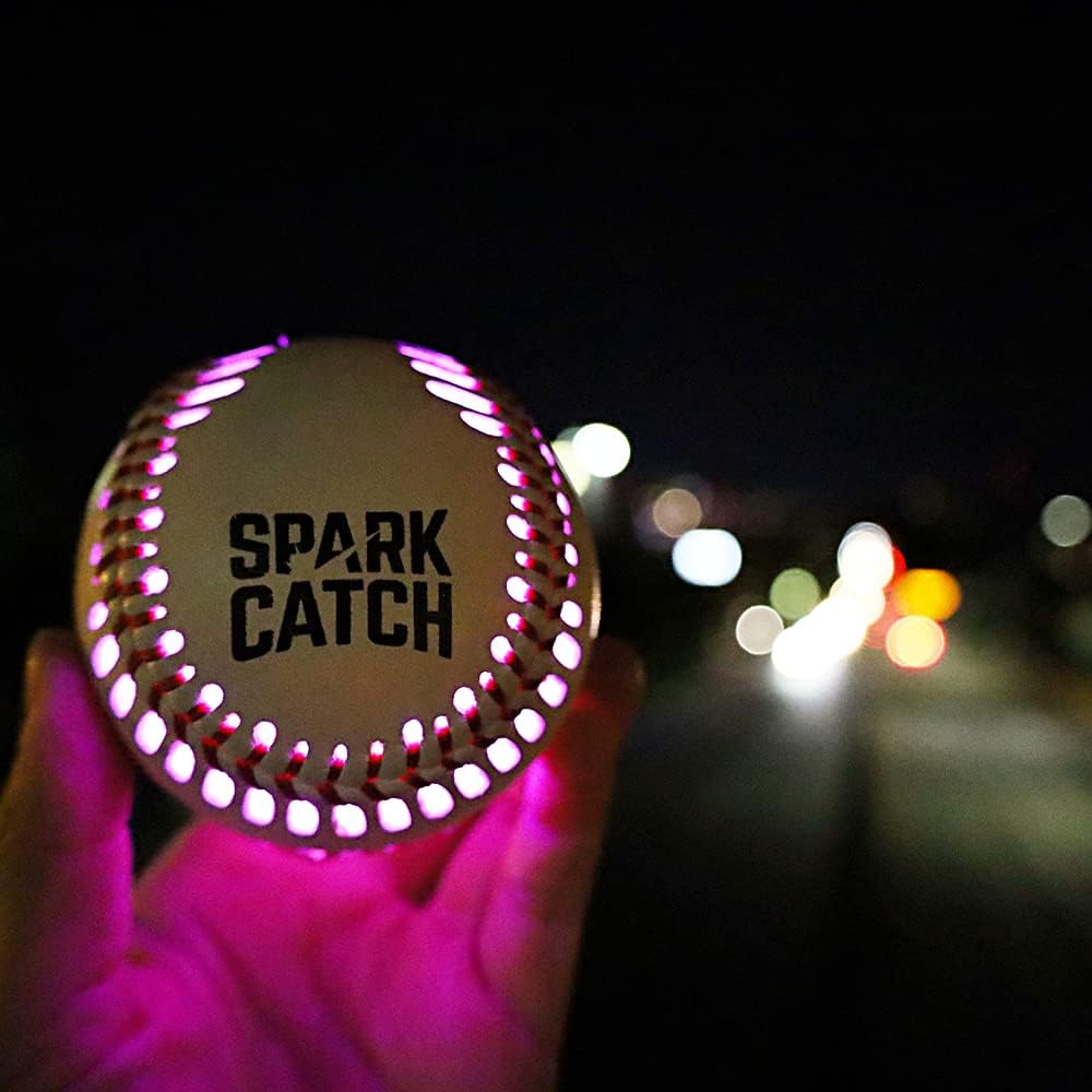 Spark Catch (Spark Catch) LED light emitting baseball ball Built-in LED light Same weight and size as a hard ball Uses genuine leather Ideal for night play and catch ball