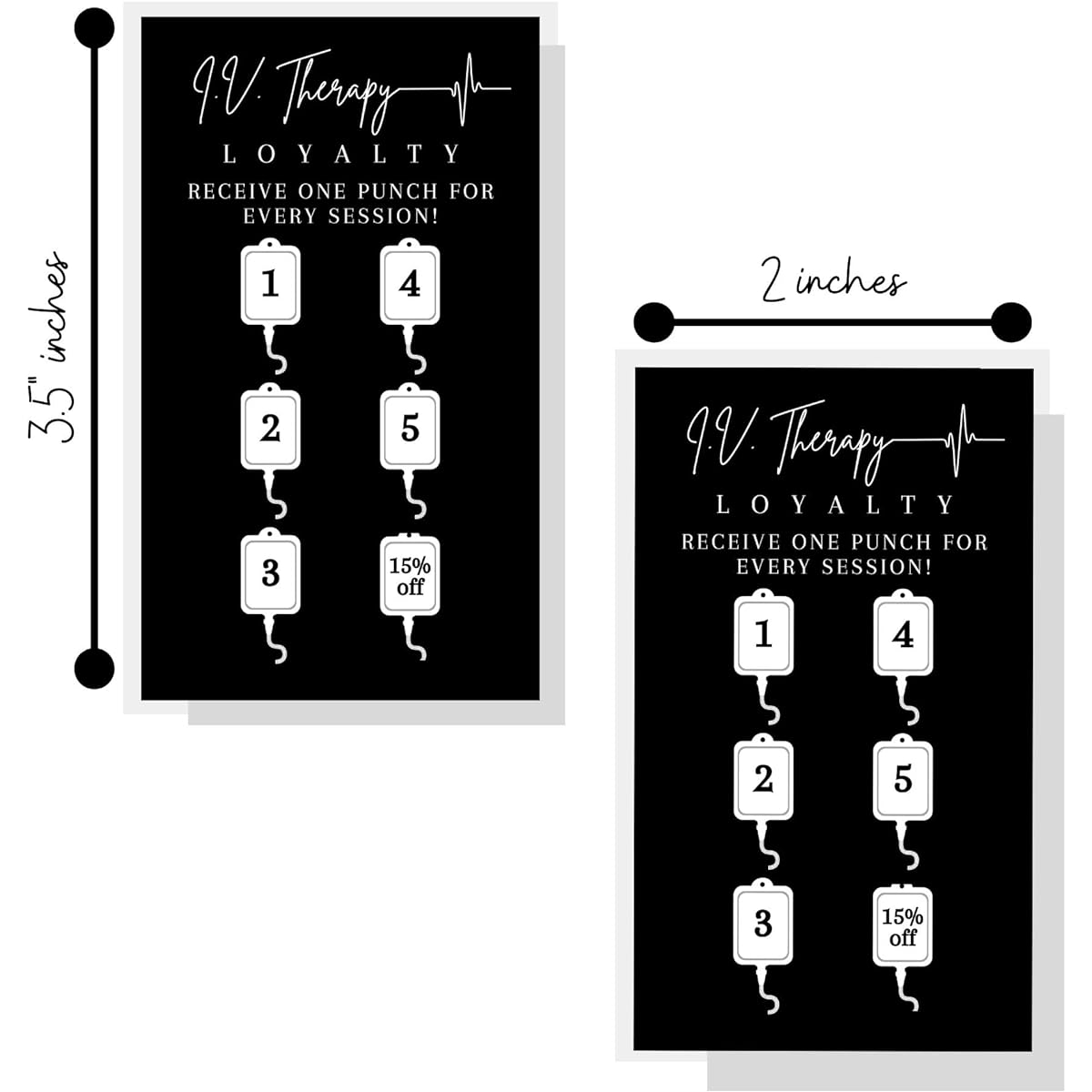 IV Intravenous Therapy Loyalty Cards - Pack of 50 - 2 x 3.5 Inch Business Size Cards for Drip Vitamin IV Supplies, Hydration Therapy, Black Card Design