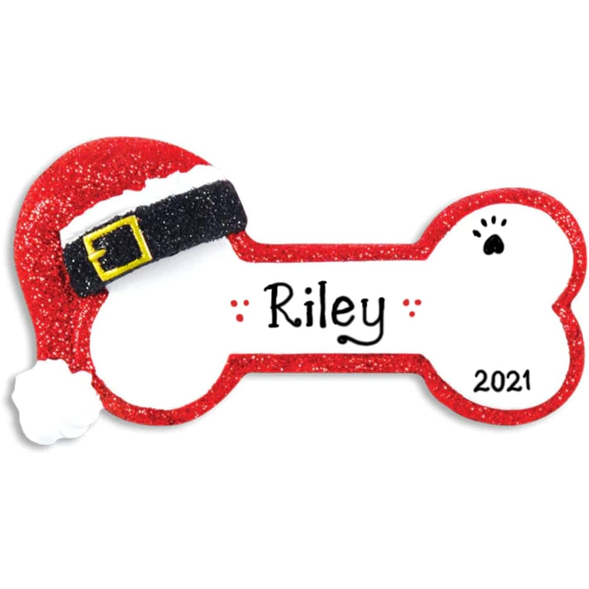 Personalized Santa Dog Bone Pet Christmas Ornament Under the Mistletoe