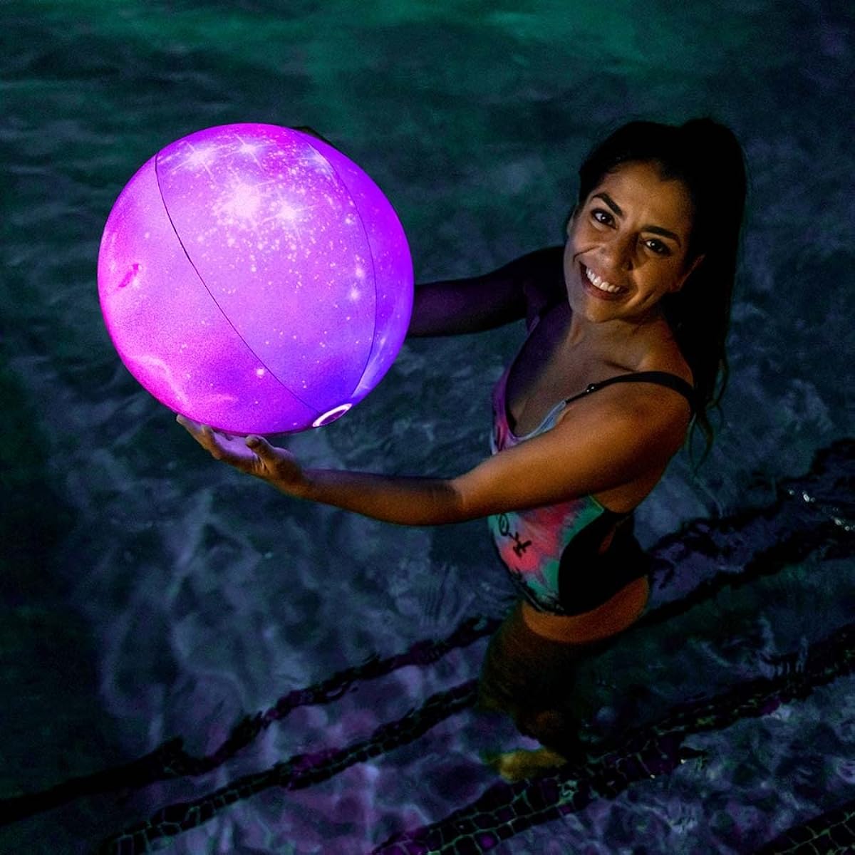 Poolcandy Illuminated Galaxy Beach Ball Jumbo 13.75 inch