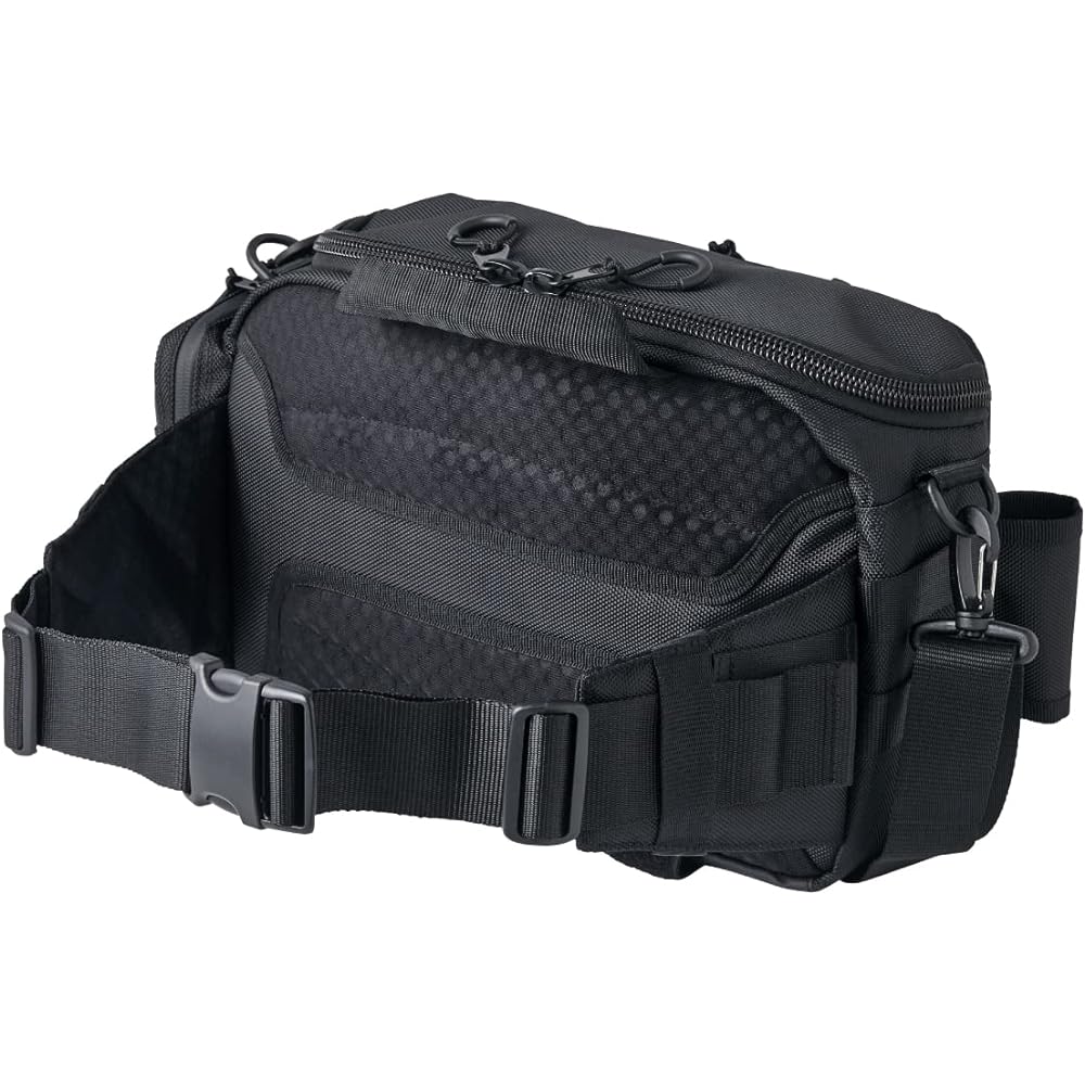 Gamakatsu Langan Hip Bag 2.0 LE324 Fishing Bag, Left and Right Shoulder Bag, Fishing Bag, Tackle Bag, Rod Holder, Multifunctional Bass Fishing, Aging, Egging, Hairtail (D160 x W390 x H240mm)