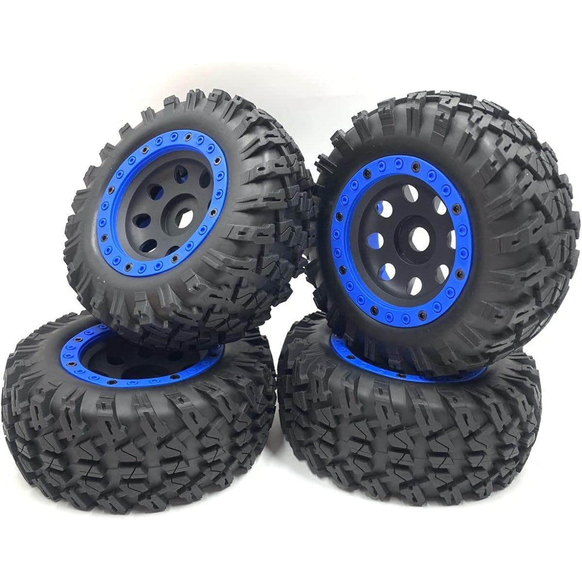 Blue Beadlock Rings Rally On-Road Race Shore 4x4 Truck Hex 17mm Beadlock Wheels/Rims and Tires 4pcs 1/7 1/8 TRAXXAS UDR hobao 8SC ARRMA Mojave FS Atom kyosho XXL hsp redcat