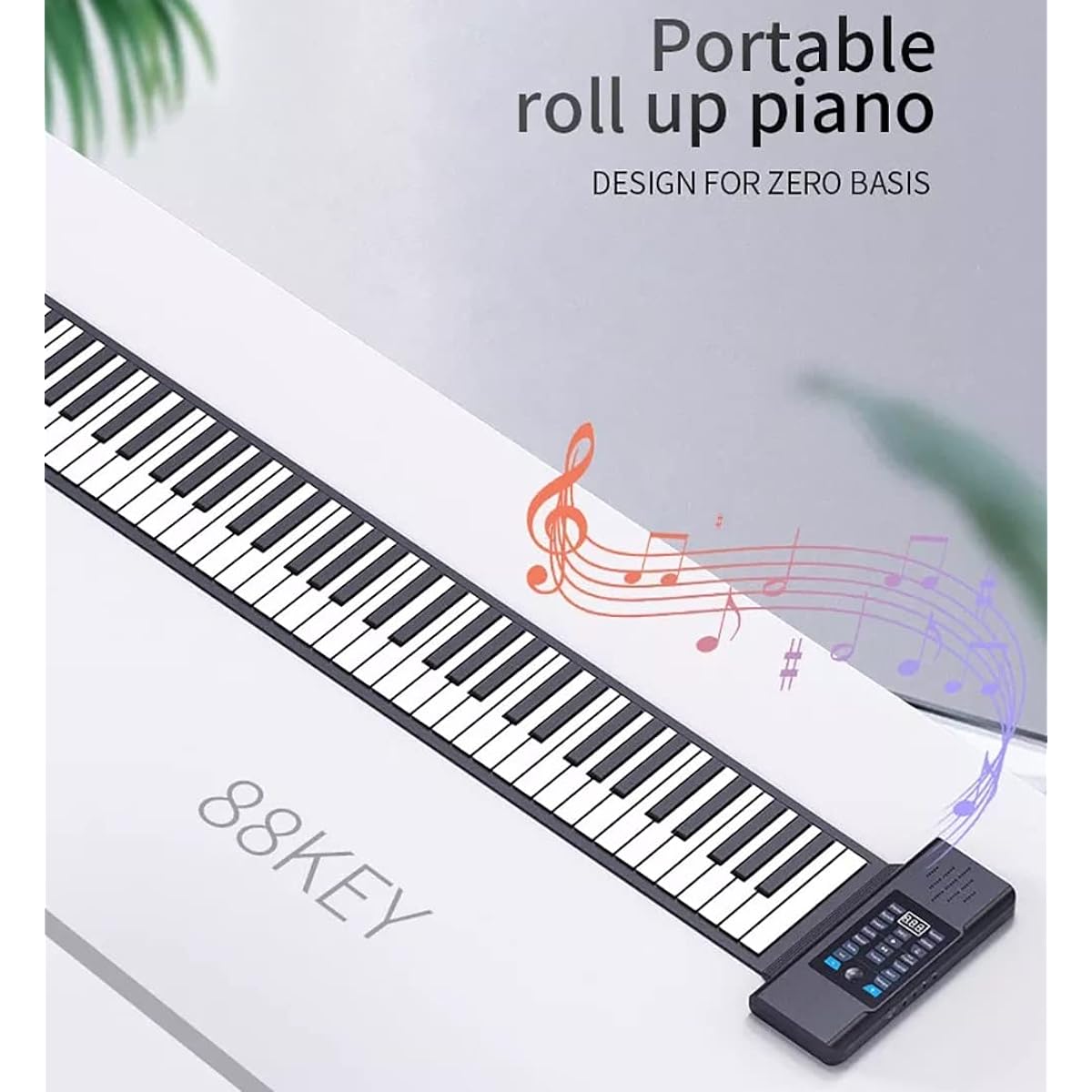 88 Key Hand Roll Piano, Portable Piano with MIDI Output, Built-in Speaker, Soft Silicone Flexible Roll Up Piano, Suitable for Kids Beginners