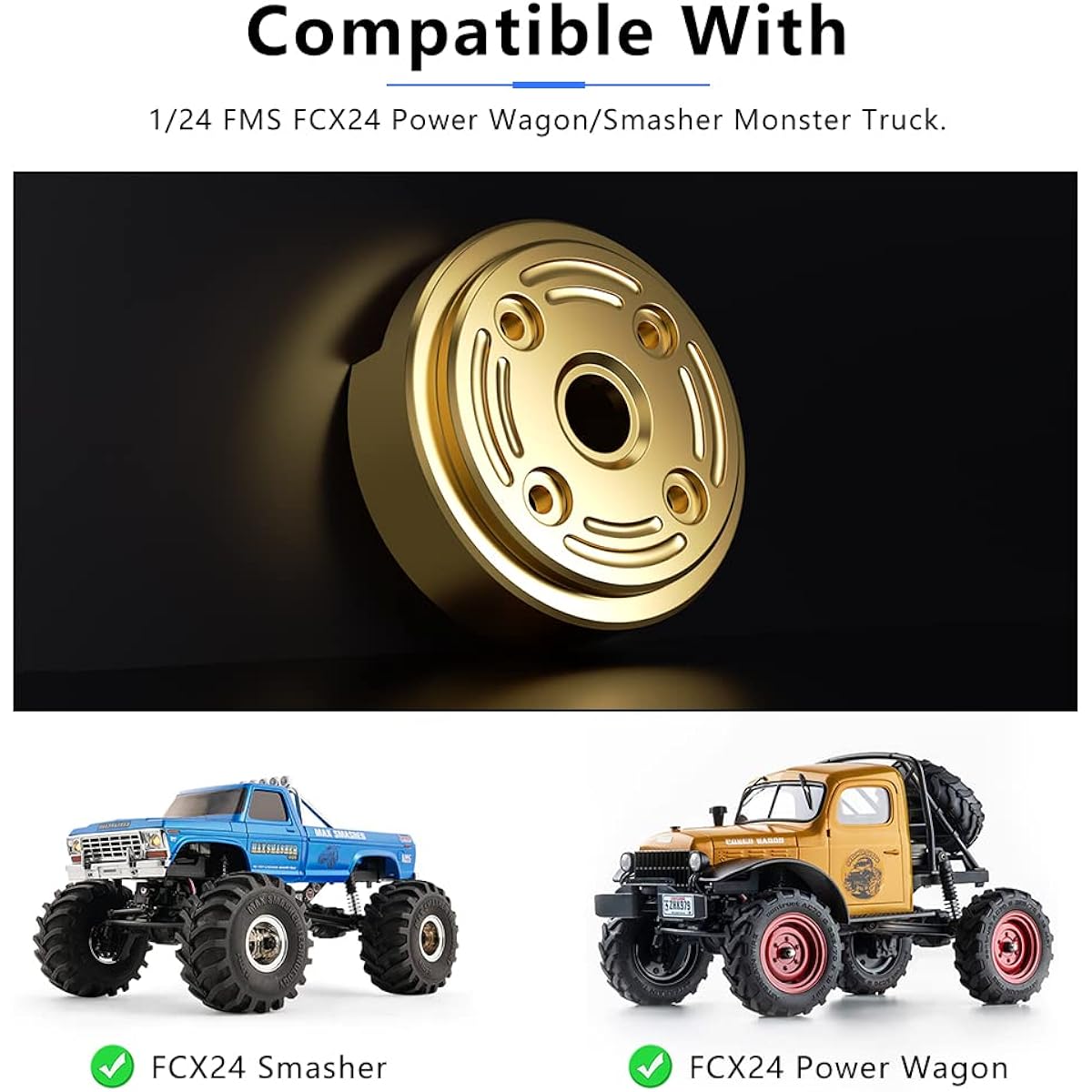 EPINON Heavy Weight 33.3g Brass Wheel Weight Outer Portal Drive Housing Counterweight 1/24 FMS FCX24 Upgrade Parts (4pcs)