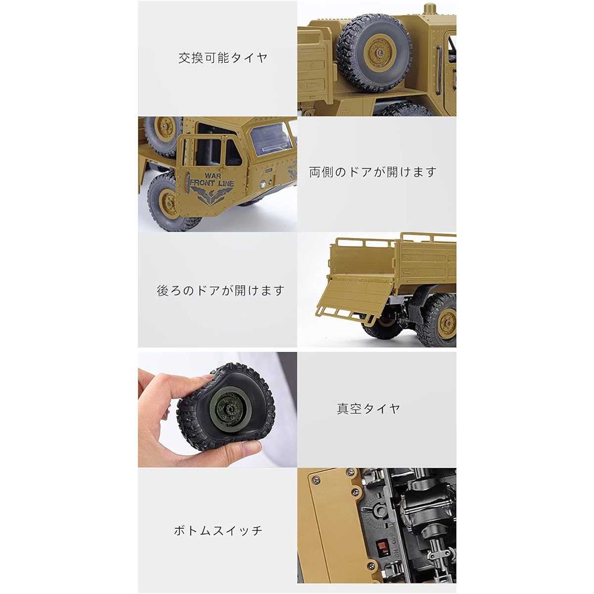 RC Car RC Truck Military Off-Road Car 1:16 RC Car 2.4Ghz RC Military Truck Car Six-Wheel Drive RC Vehicle Toy Gift for Boys Adults and Kids