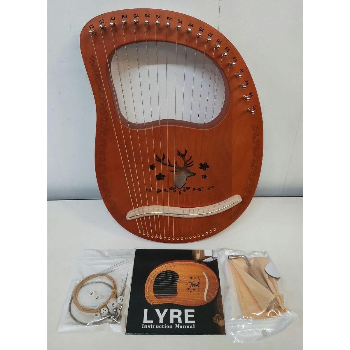 Lyre Harp Mahogany 19 String Wooden Harp Stringed Instrument AVHG5V