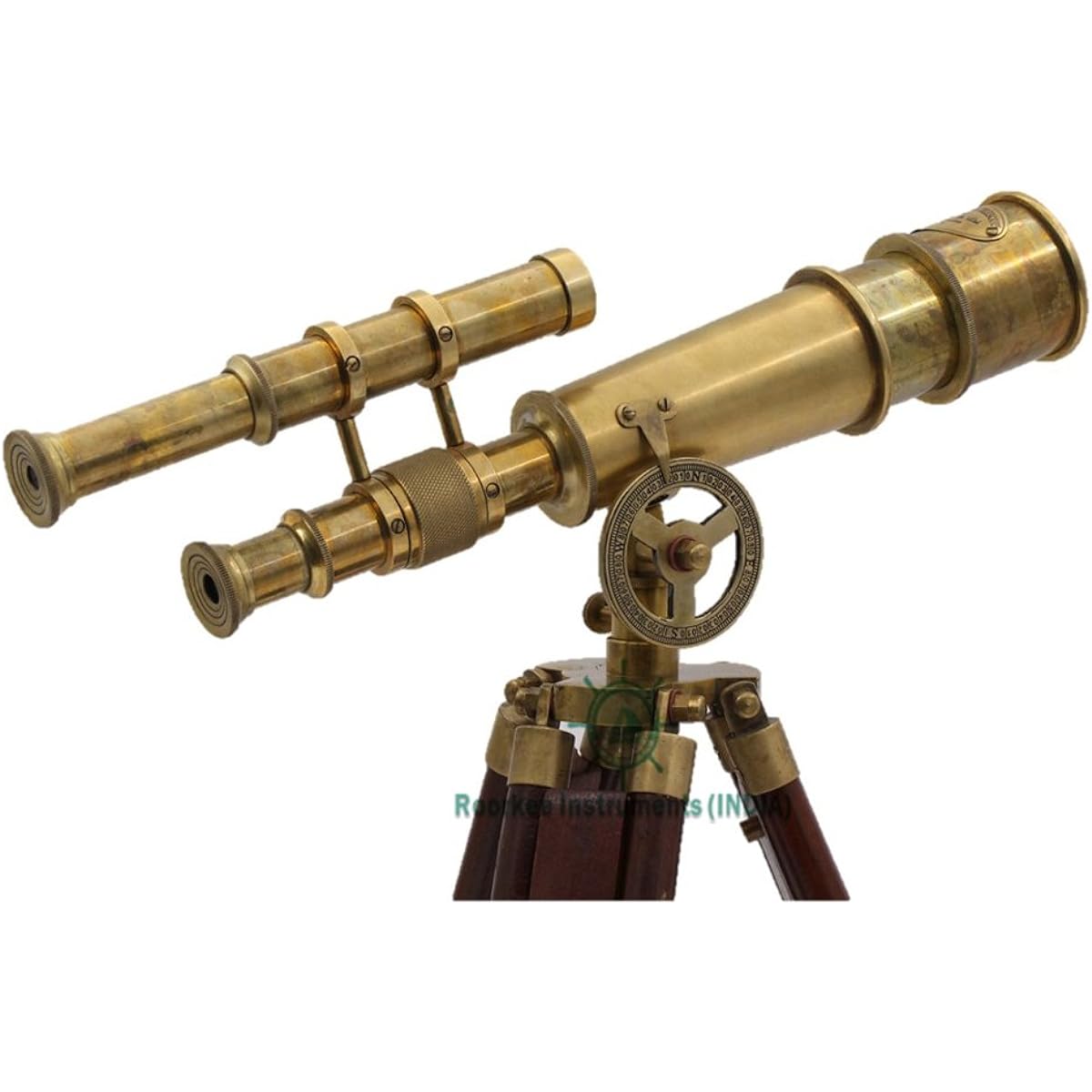 Roorkee India Instruments Vintage Antique Tripod Telescope Brass Nautical Telescope