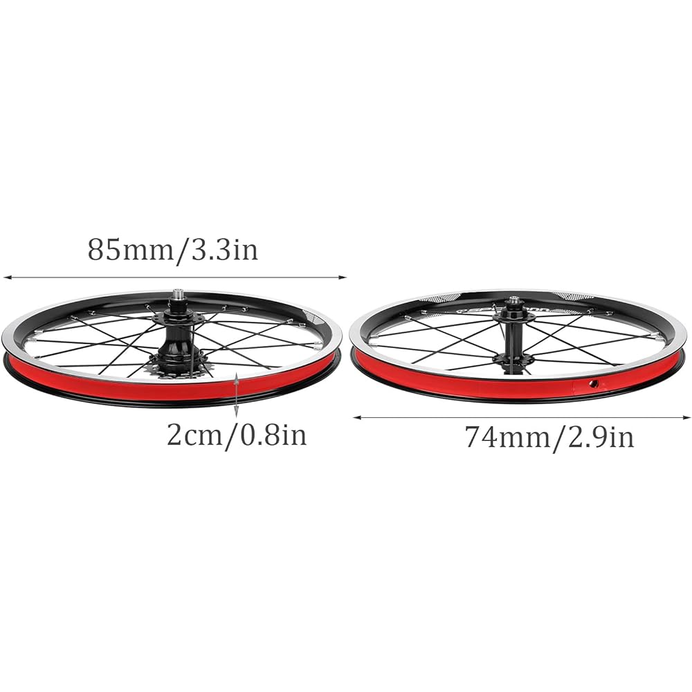 Cycling Wheels, 16 Inch Folding Bike Rim Set V Brake Front 2 Rear 5 Bearings Front 74mm Rear 85mm Hub Bicycle Wheel Set