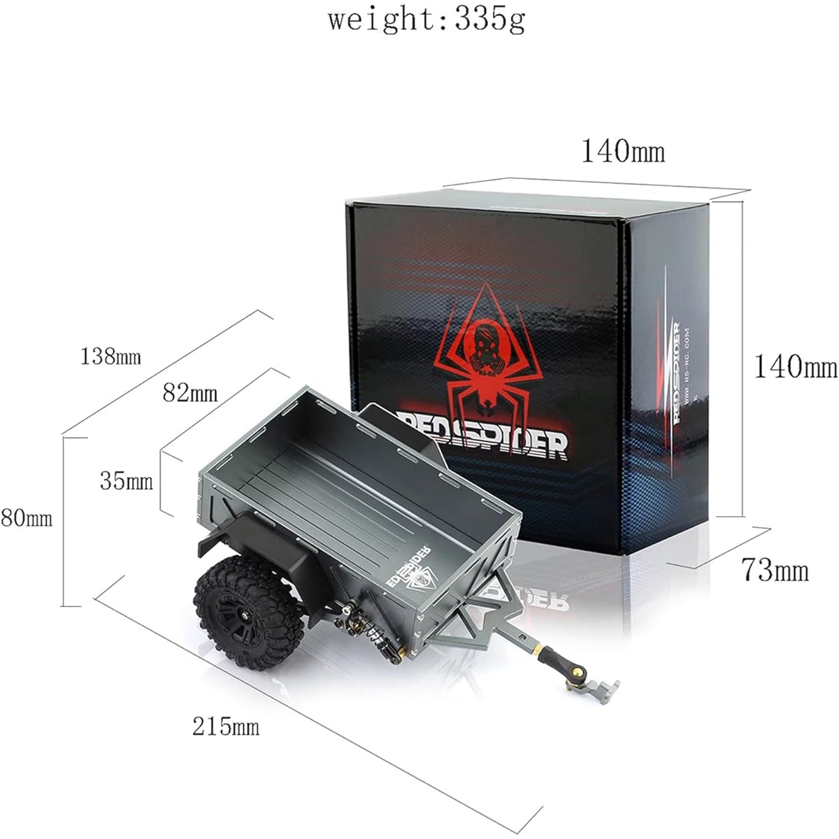 WLYEJEA RC Trailer CNC Metal Heavy Duty Trailing Car Upgrade Parts for 1/18 1/24 RC Crawler TRAXXAS TRX4M FMS FCX24 KYOSHO Mini-Z 4×4
