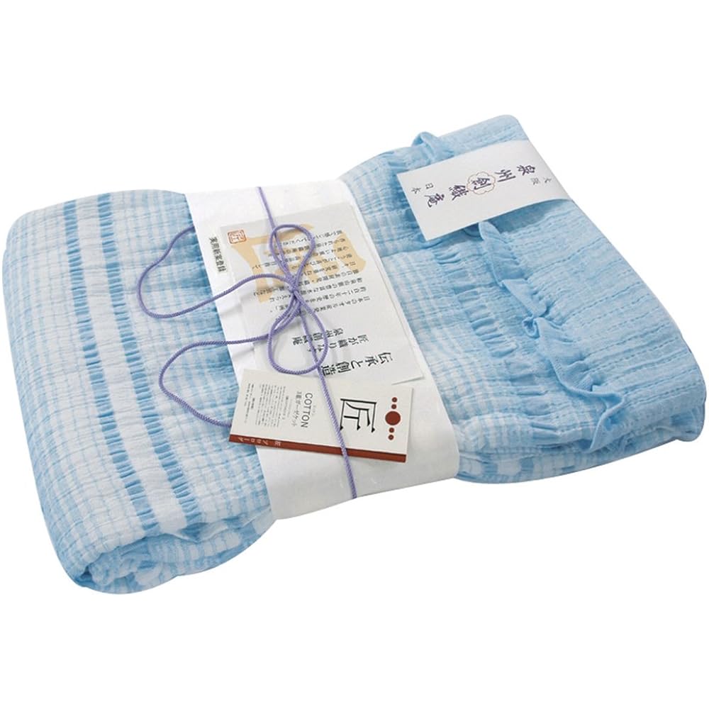 Senshu Soorian Takumi Shrink triple gauze blanket (gift box) 140×200cm Blue SSKG-601 BL