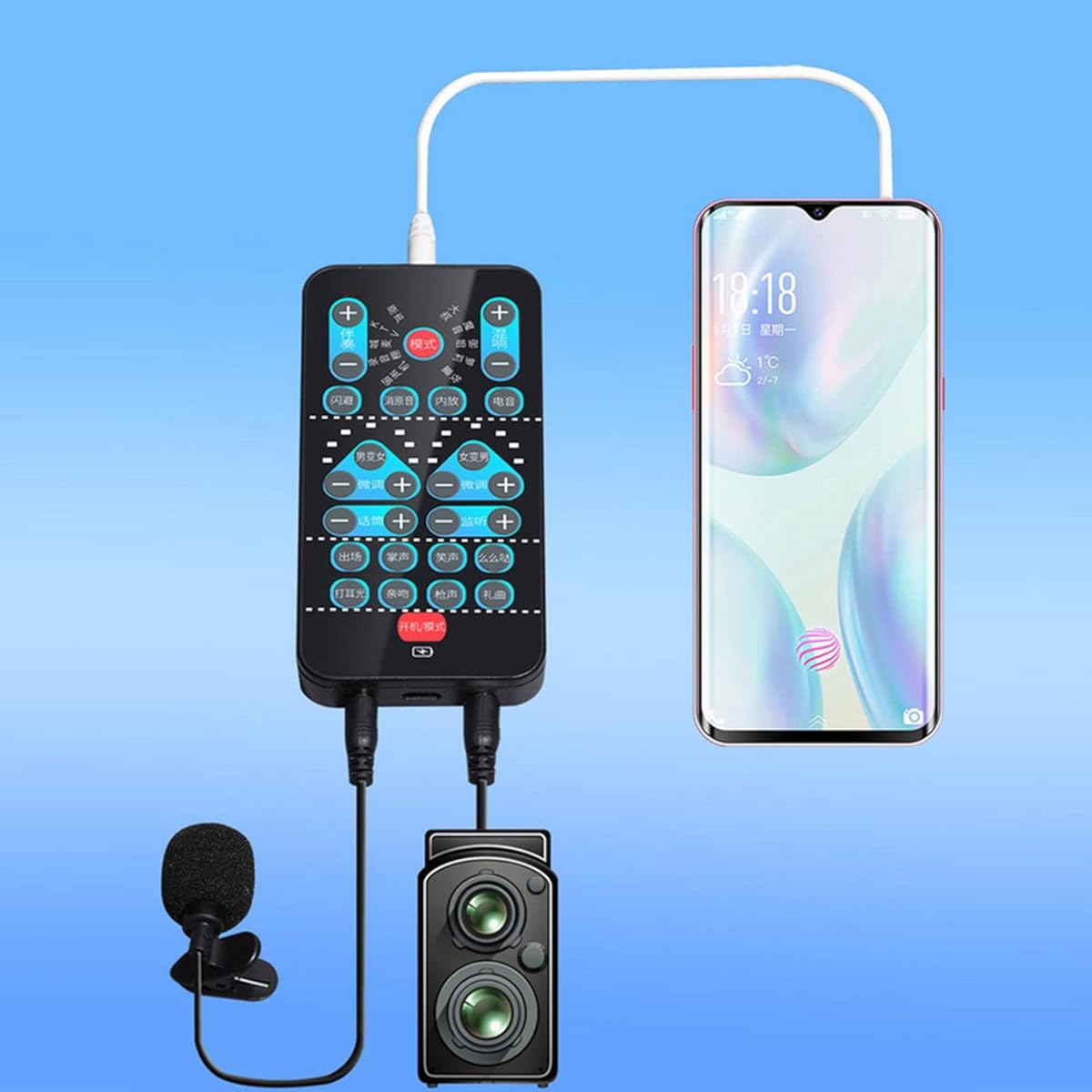 Voice Disguise Multiple Applications Voice Changer Black ABS 8 Sound Effects for Mobile Phone