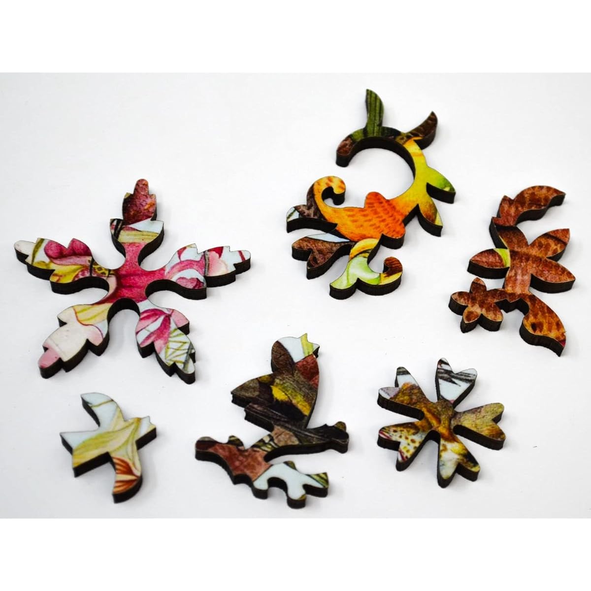 Wooden Mini Puzzles: - Birds and Orchids - 47 Unique Wooden Pieces Nautilus Puzzles Made in the USA