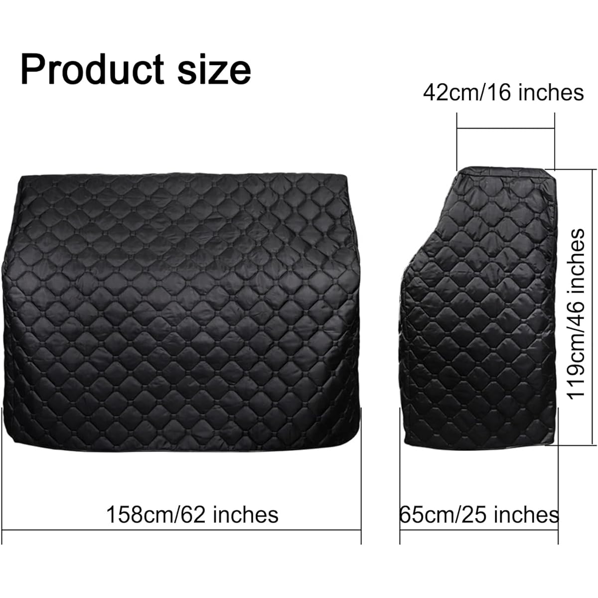 Upright Piano Cover, Thickened Complete Piano Dustproof Cover, Waterproof, Durable, Cotton Filling, Gift for Family and Friends, Easy to Clean, Black