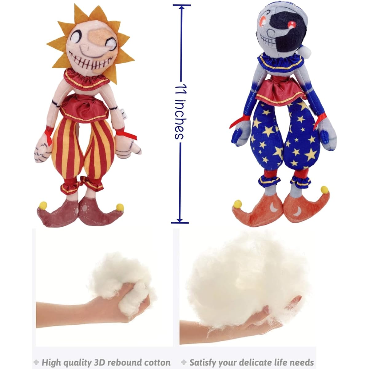fesmaro Sun and Moon Plush Toy Set - Handmade Stuffed Animals for Kids, Fun 2 Piece Plush Doll Gift (2 Pieces)