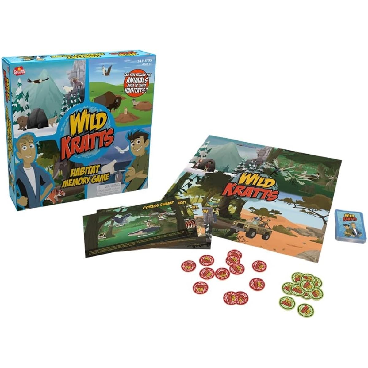 Goliath Wild Kratts Habitat Memory Game - Classic Memory Gameplay with Creative Storytelling - Learn Animal Facts while Playing Ages 5 and up, 2-4 players.