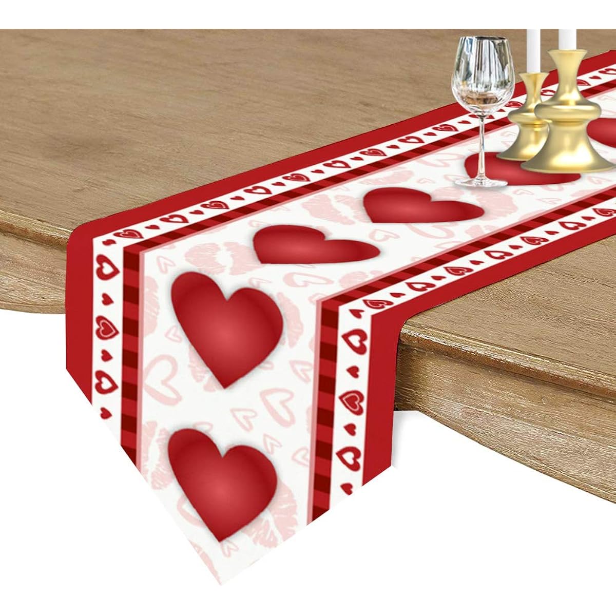 Edwiinsa Cotton Linen Triangle Table Runner 72" Long Valentine's Day Love Heart Dresser Scarf Table Decoration for Wedding Party/Graduation/Banquet (16x72") Lip Silhouette