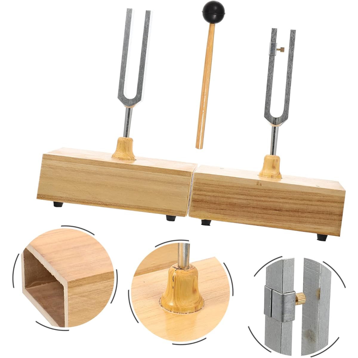 Vaguelly 2 Sets Physical & Folk Tools Er Tuning Hu Musical Instrument Props Guitar Wooden Chakra Experiment Folk Mallet Acoustic Metal Steel Hammer Healing Reliever for Violin DNA Hz