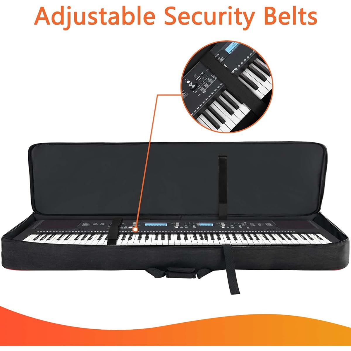 76 Key Keyboard Case Soft (Interior: 50" x 18" x 6.1"), Padded Piano Case with Handle and Adjustable Shoulder Strap, Keyboard Gig Bag with 3 Pockets