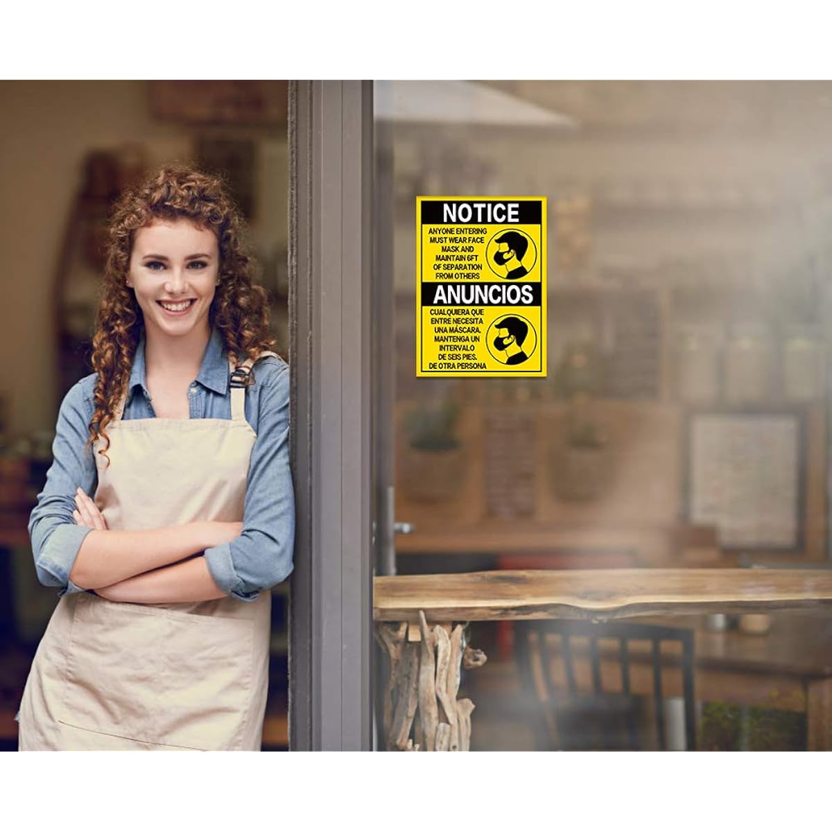 SICOHOME Face Mask Required Sticker, 7" x 9.8", Double-Sided Face Mask Required Sign for Office, Shop, Market, Public Places