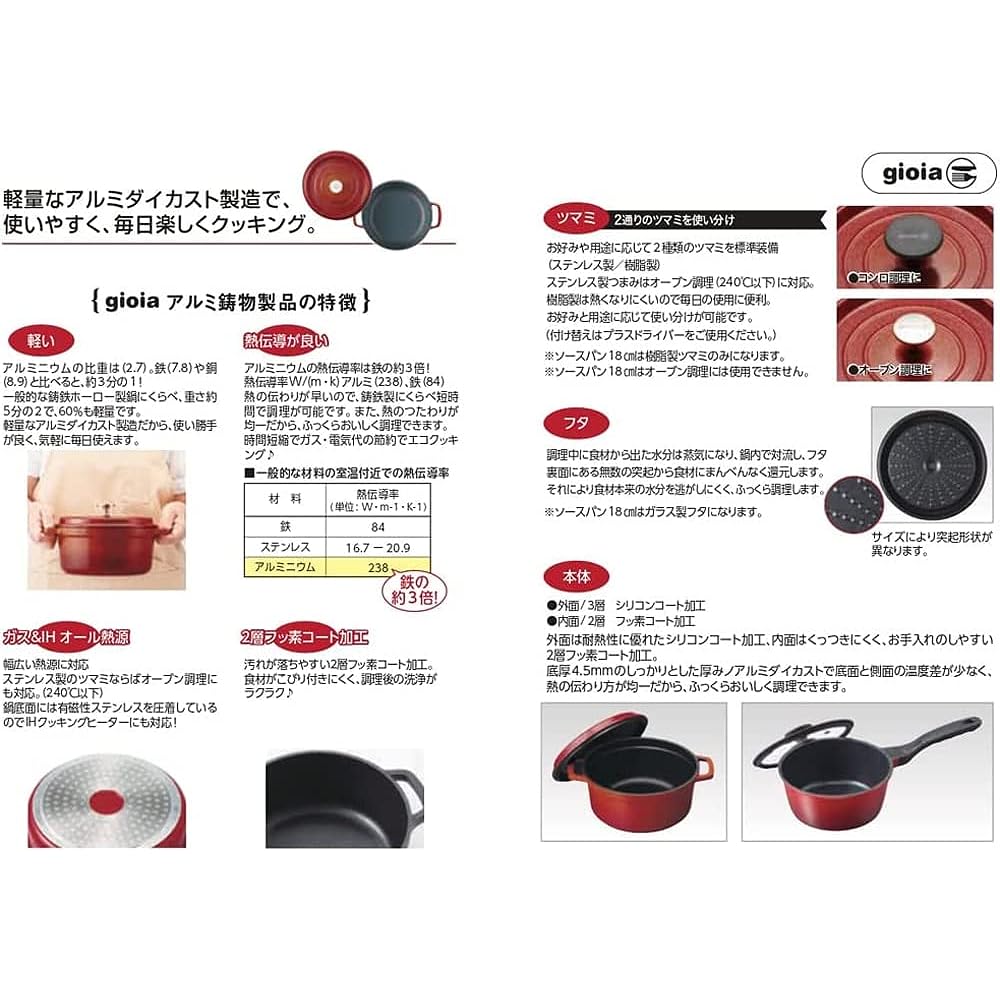 Mannen Gioia Casserole 24cm Double Handed Pot with Handle Cover Open/IH/Open Fire Compatible Lightweight Outdoor Fluorine Coated Black XC-24BK-H