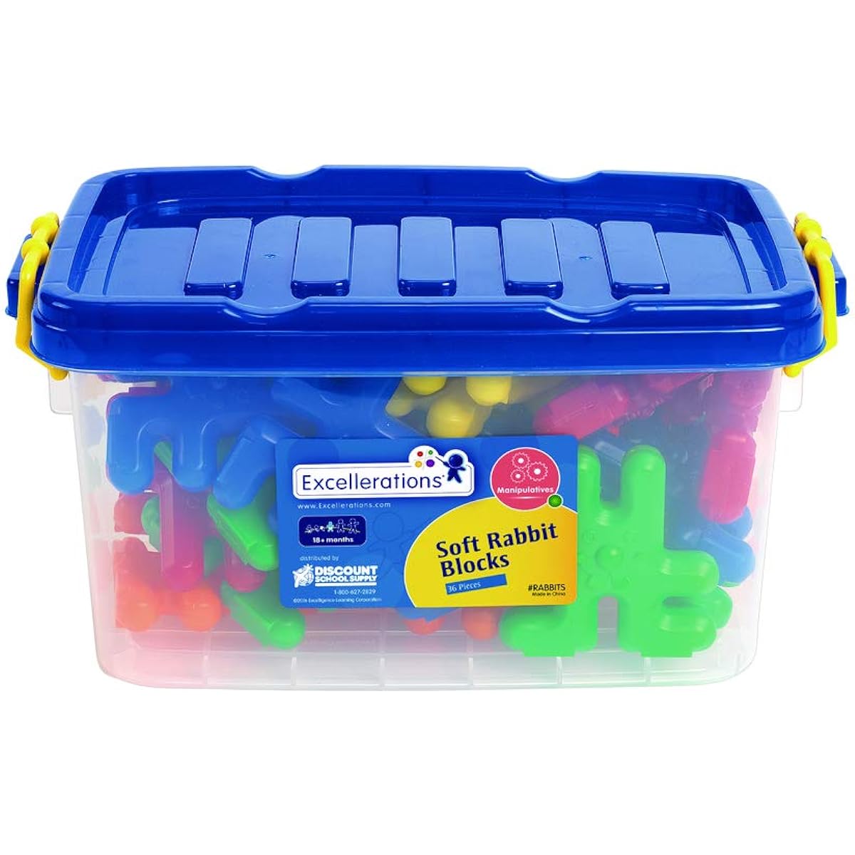 Excellerations Construction Toy STEM Building Toy Blocks 3" L x 1/2" W x 3" H Builder Connecting Toys for Ages 3+ Preschool Manipulation (Rabbit)