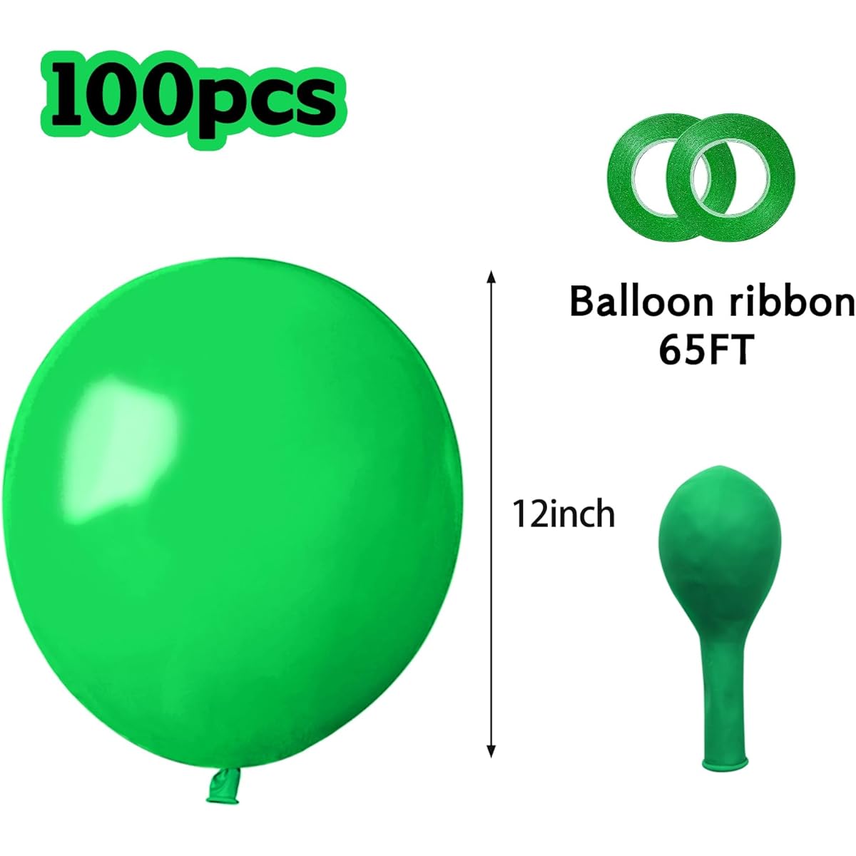 Green Balloons 12 Inch 100 Pack Thick Latex Green Balloons for Christmas Party Decorations