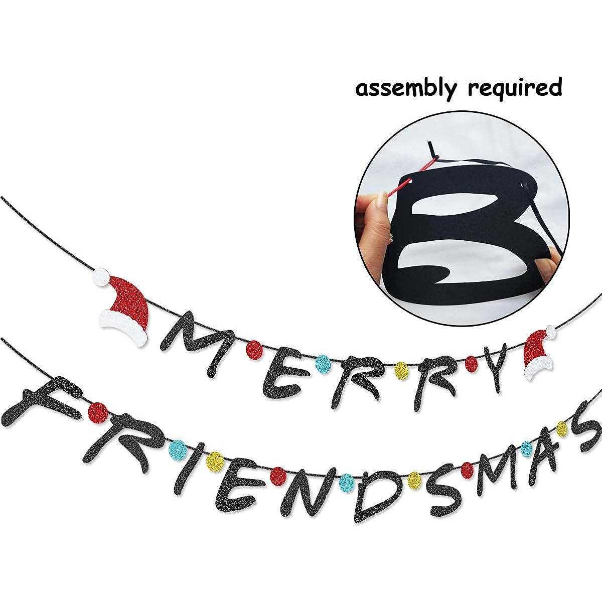Festiko® Merry Friendsmas Banner for Friends Christmas Party Decorations (Friendsmas)