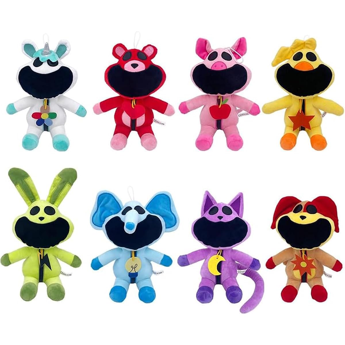 SUANES Cat Nap Plush Toy Smiling Critters Plush Toy Smiling Critters Huggy Wuggie Plush Toy Huggy Wuggie Chapter 3 Cute Cartoon Monster Game Fan Gift Birthday Gift (Pack of 8)