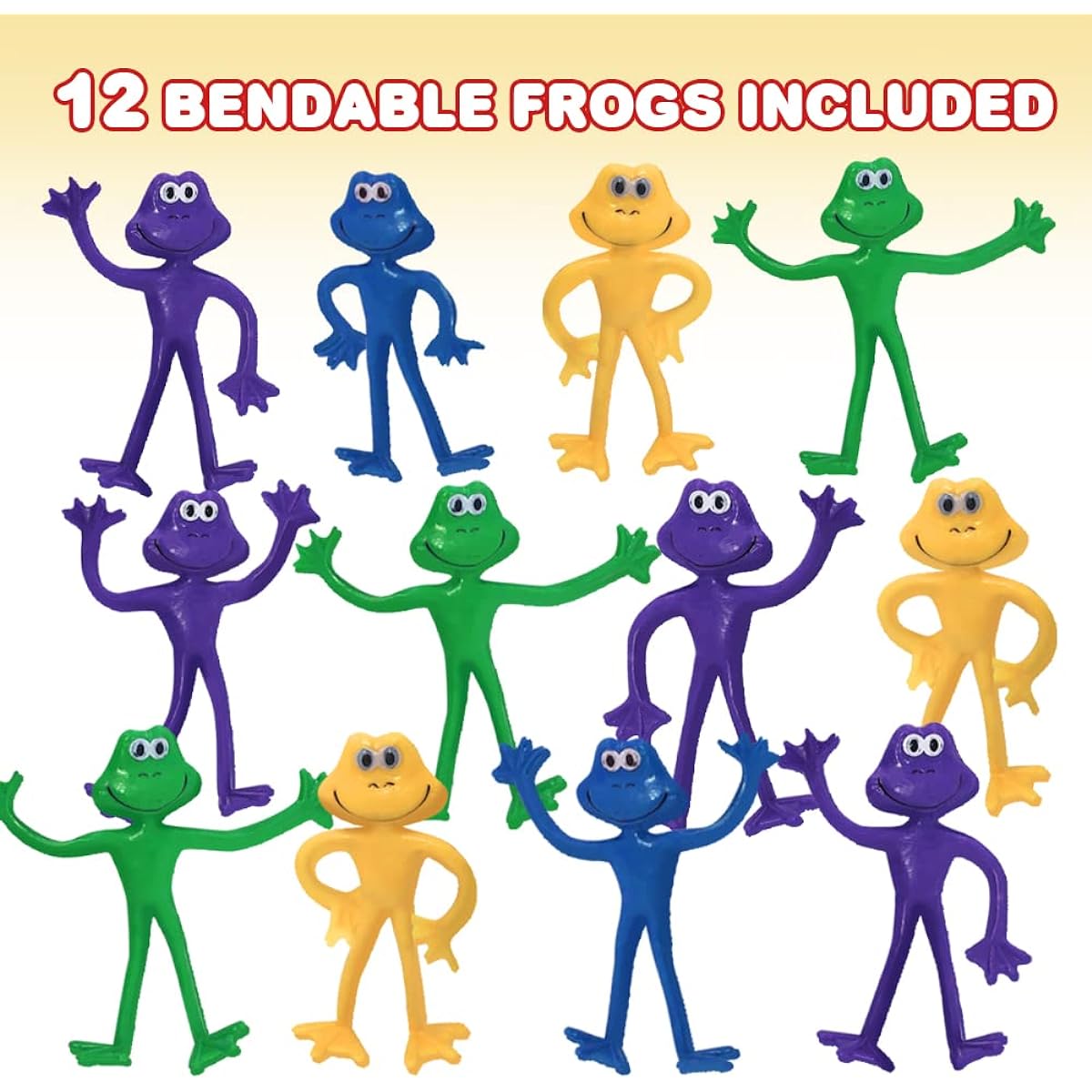 ArtCreativity Bendable Frog Figures Set of 12 Bendable Toys for Kids Animal Party Favors for Boys and Girls Stress Relief Fidget Toys for Kids Goodie Bag Stuffers Pinata Fillers