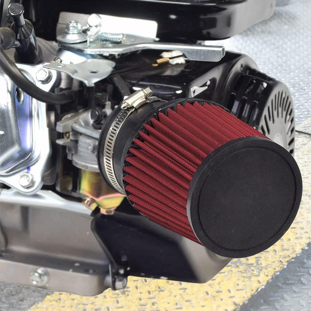 AlveyTech High Performance Air Filter Intake Kit Compatible with Coleman CT100U & CC100X 98cc Mini Bike - Engine Air Cleaner Universal Replacement Accessory Part for Power Sports Go Karts (Red)