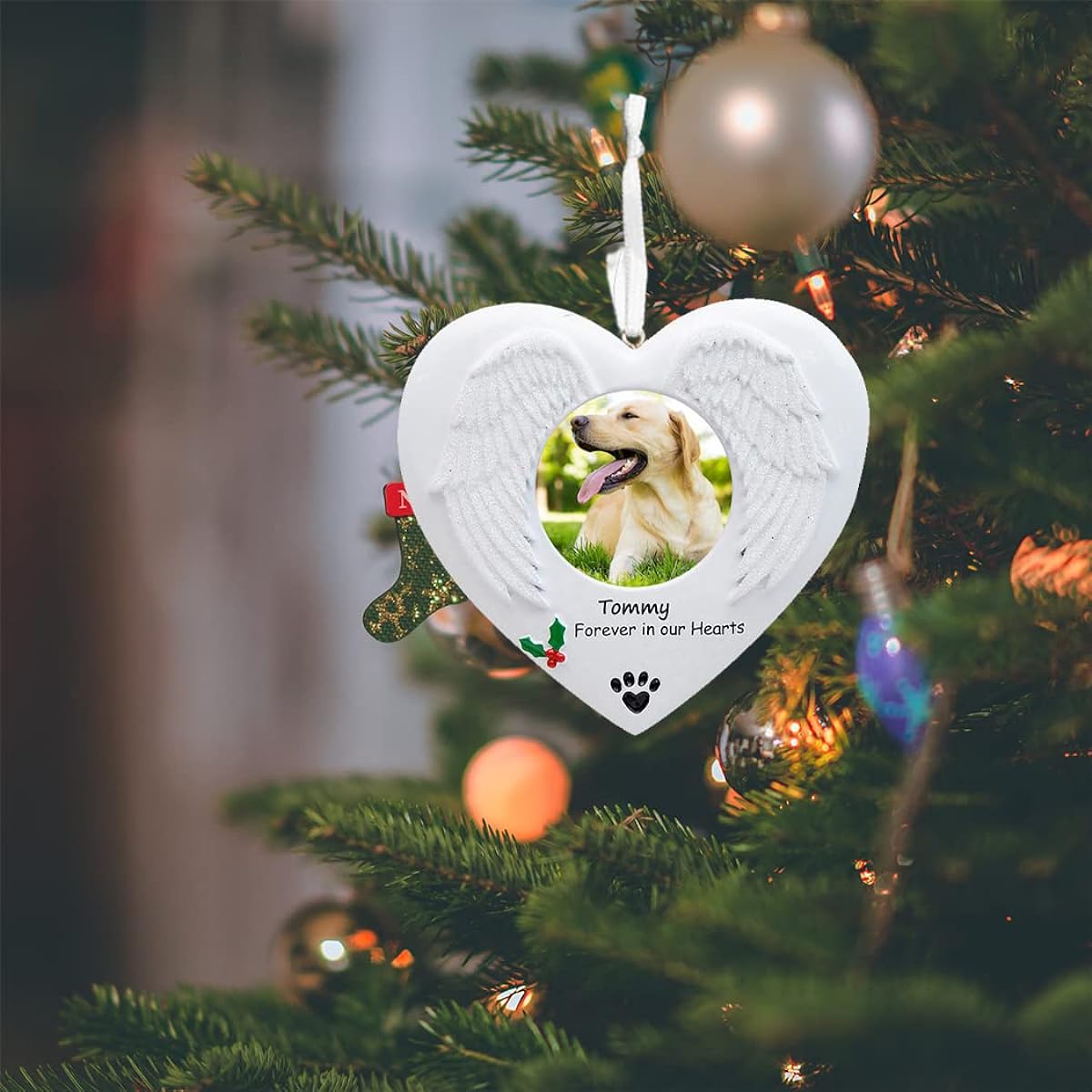 Pet Memory Photo Frame Christmas Ornament Forever In Our Hearts Dogs and Cats Personalized Ornaments Tree Decorations