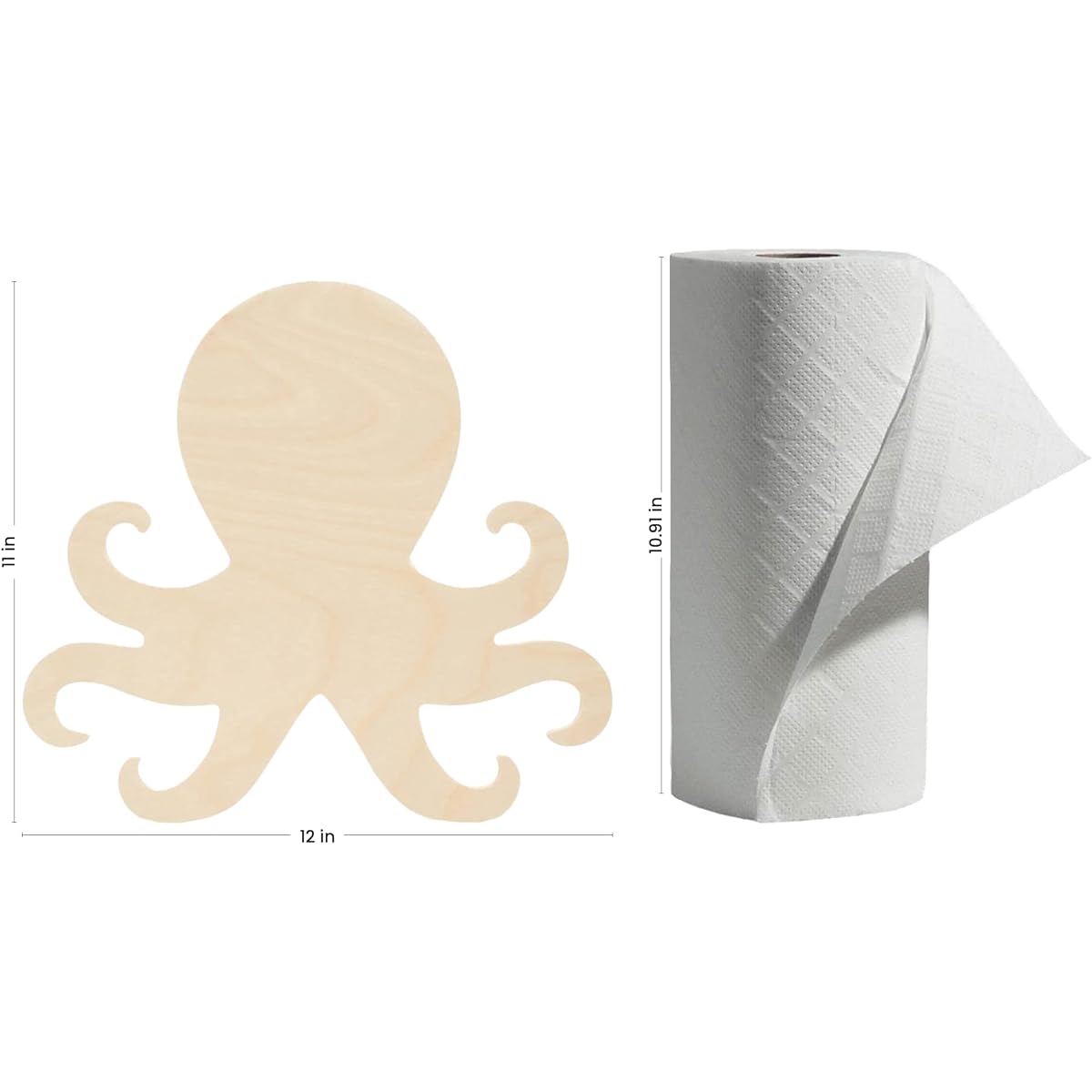 Woodpeckers Wooden Octopus Cutout - 11 x 12 Inch Unfinished Wood Door Hanger Cutout - Wooden Animals for Crafts & Summer