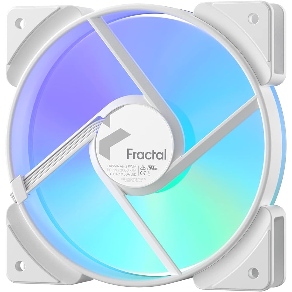 Fractal Design Prisma AL-12 PWM RGB White 120mm ARGB Compatible PC Case Fan FD-FAN-PRI-AL12-PWM-WT FN1752