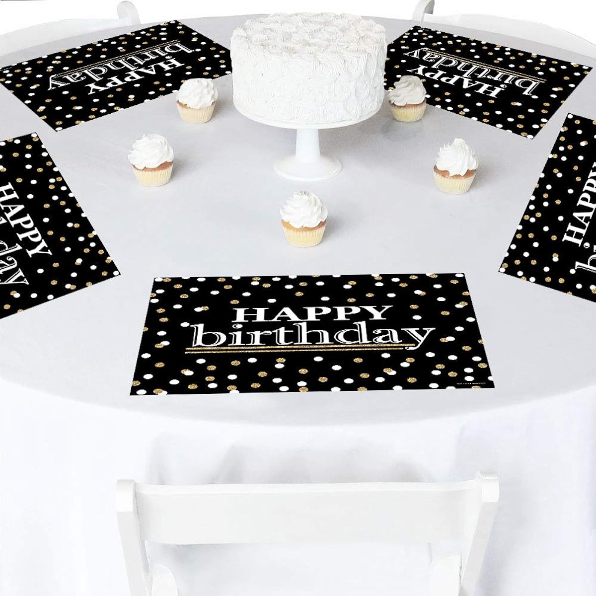 Big Dot of Happiness Adult Happy Birthday - Gold - Party Table Decorations - Birthday Party Placemats - Set of 16
