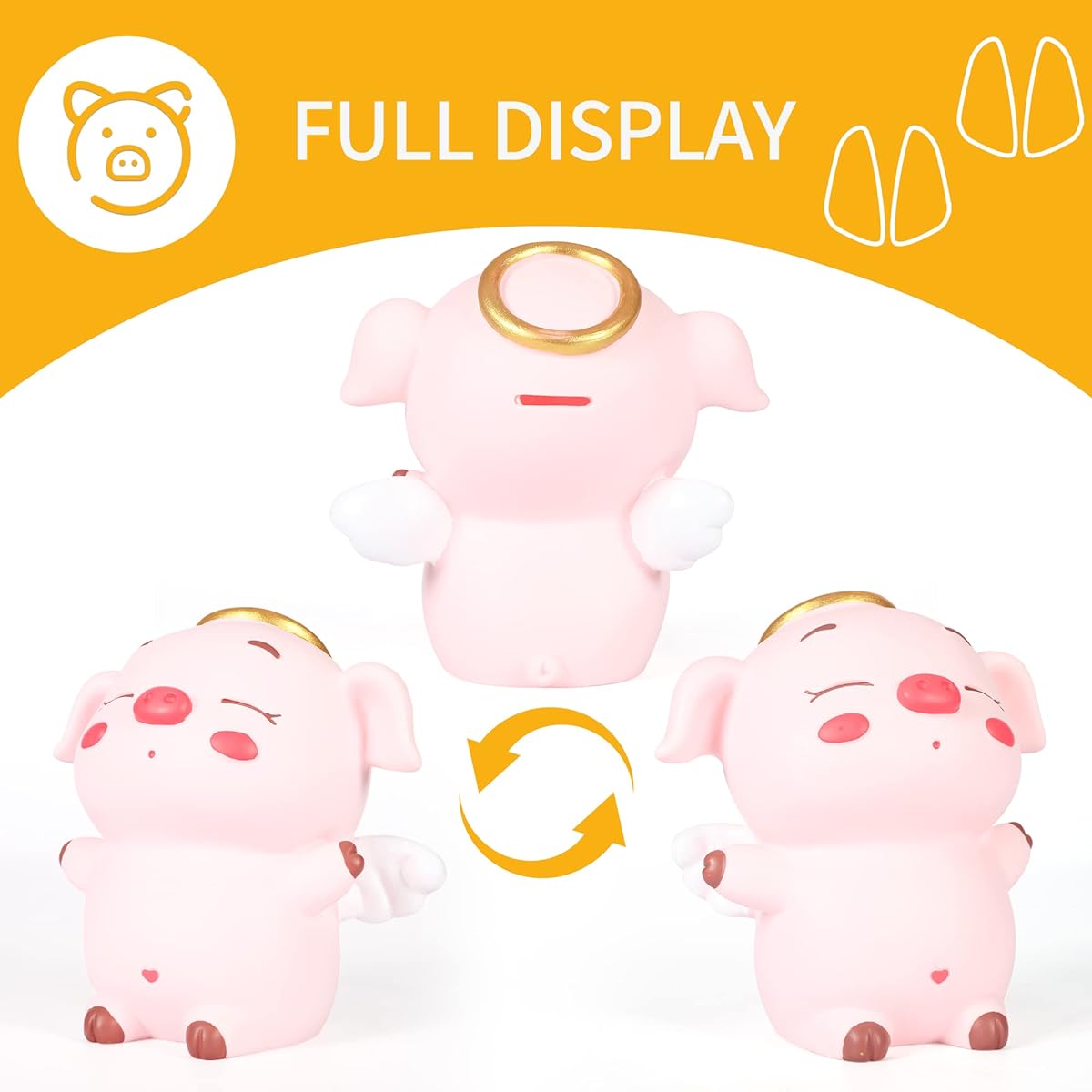 H&W Angel Piggy Bank Shatterproof Happy and Freedom Pig Piggy Bank Creative Piggy Bank Can Hold 1000 Coins Best Bitrthday Gift (WK7-D29)