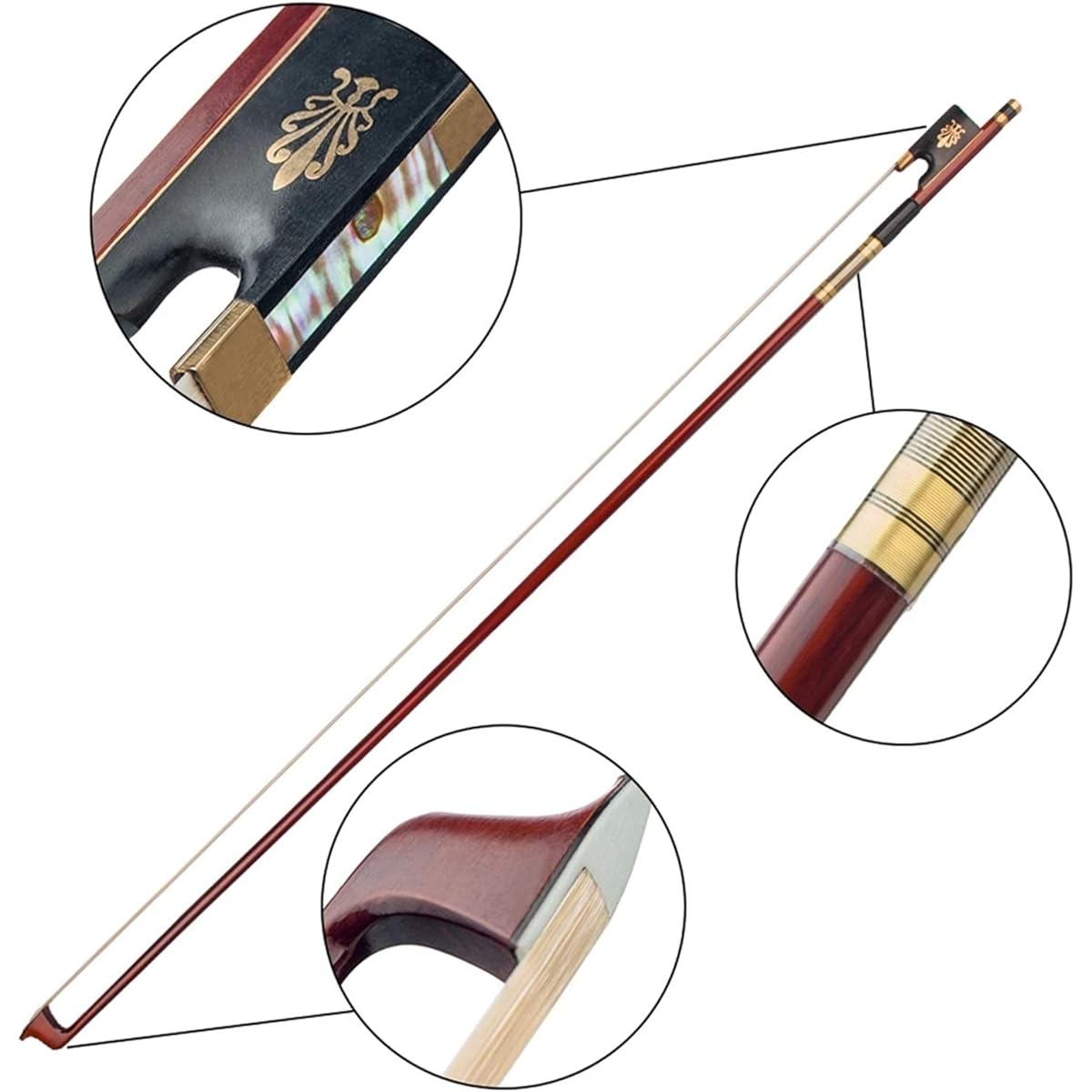 Violin Bow Balanced 4/4 Violin Fiddle Bow Wood Round Stick Violin Unique Design