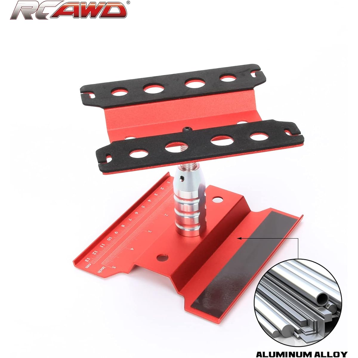 RC Car Work Stand Repair Work Station 360 Degree Rotation Lift/Lower for 1/8 1/10 1/12 1/16 1/18 RC Car RCAWD Work Stand with Screws Red