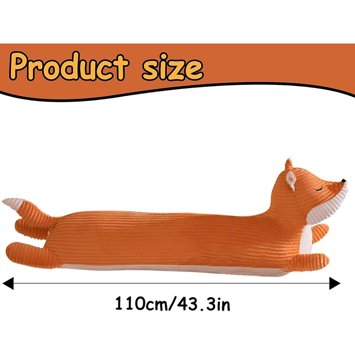 Enhopty 43" Giant Fox Stuffed Animal Puppy Wolf Plush Toy Huggable Long Body Throw Sleeping Pillow for Kids Christmas (43", Fox)