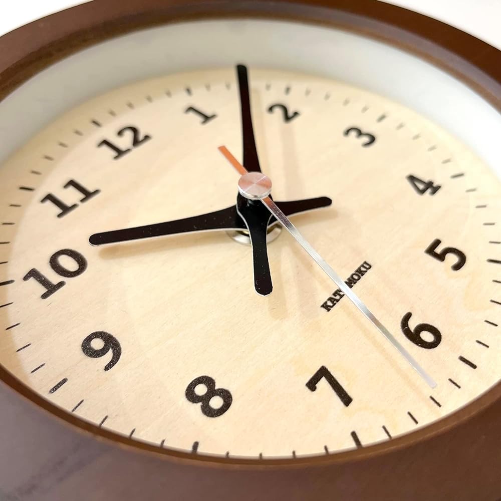 KATOMOKU Dual use clock 7 km-132BRRC Brown radio clock continuous second hand