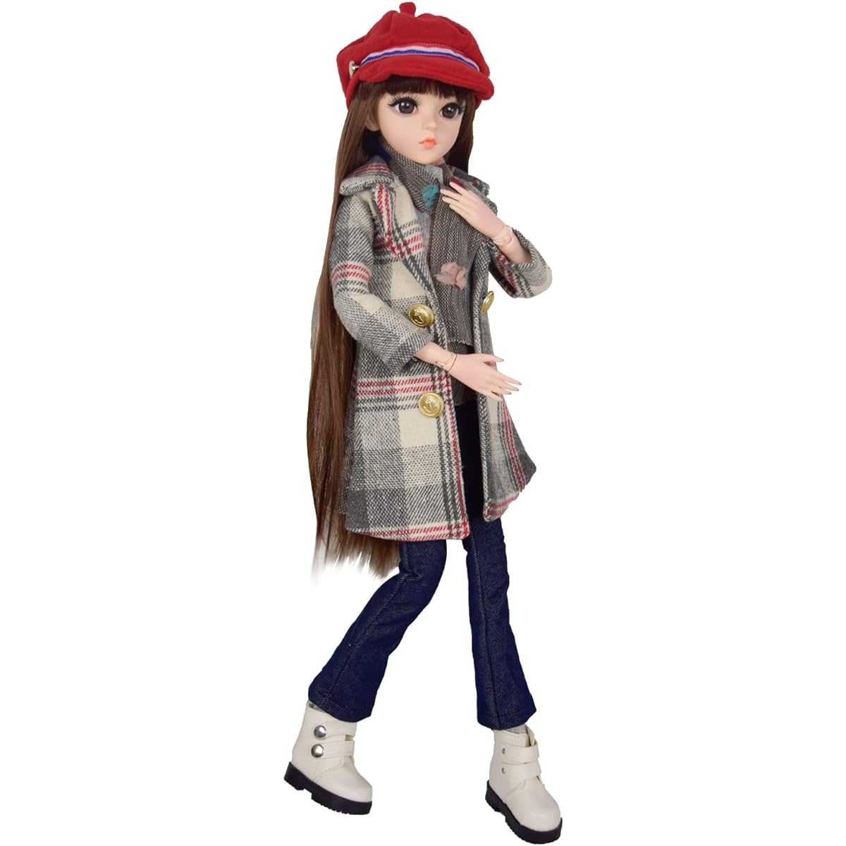 Proudoll 1/3 BJD Doll 60cm 24inch SD Ball Jointed Doll Daily Clothes Suit Wig Clothes Shoes Freely Changeable DIY Girl Gift (Doll+Full Accessories,Grey-PLS)