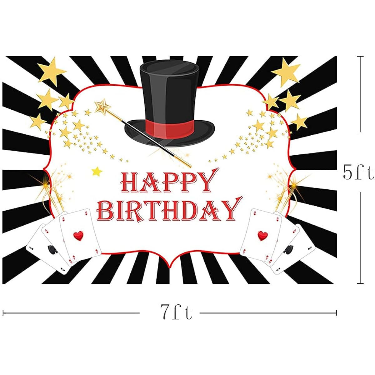 MEHOFOND 7x5ft Magic Show Boys Birthday Backdrop Poker Las Vegas Casino Magician Party Supplies Backdrop Banner Gold Star Magical Cake Table Decoration Photo Booth Studio Props Vinyl