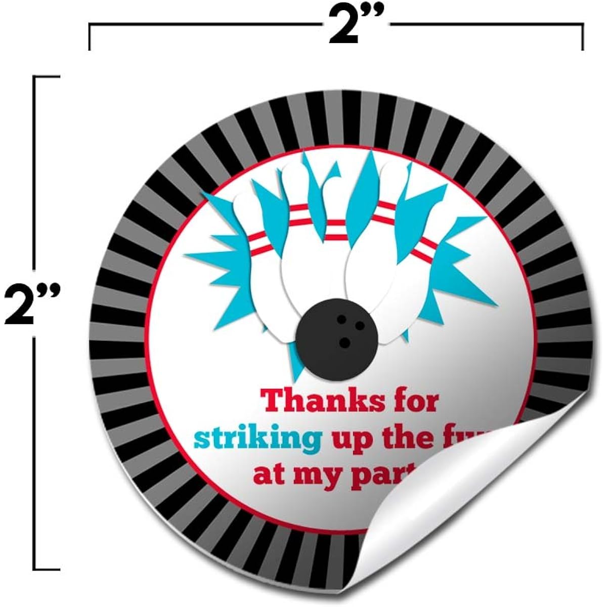 Bowling Birthday Party Sticker Labels, 24 2" Party Circle Stickers by AmandaCreation Party Favors, Envelope Seals & Goodie Bags