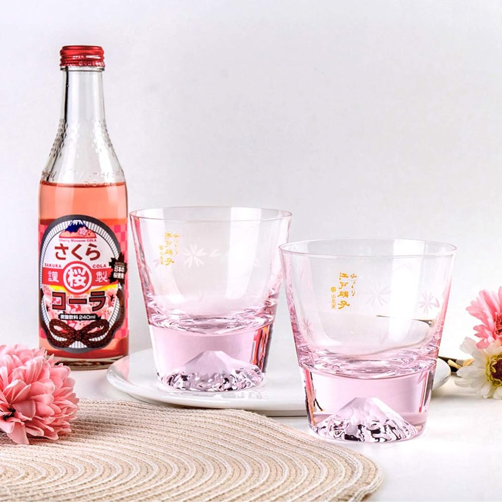 Tajima Glass, Mt. Fuji Glass, Cherry Blossom Color, Rock Glass, Set of 2, Set of 2, Sakura Kiriko Souvenir Grand Prix, Edo Glass, Cutlery, Whiskey Glass, Rock Glass, Sake, Beer, Father's Day, Mother's