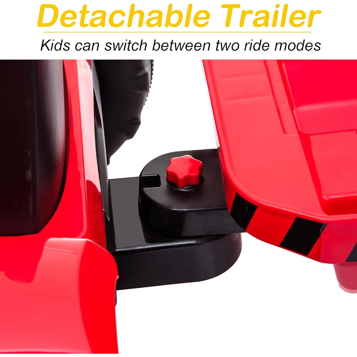 Winado Trailer 12V Battery Powered Electric Vehicle Toy Kids Ride on Car with Remote Control Tread Tires 3 Speeds LED Light Audio Safety Belt Red