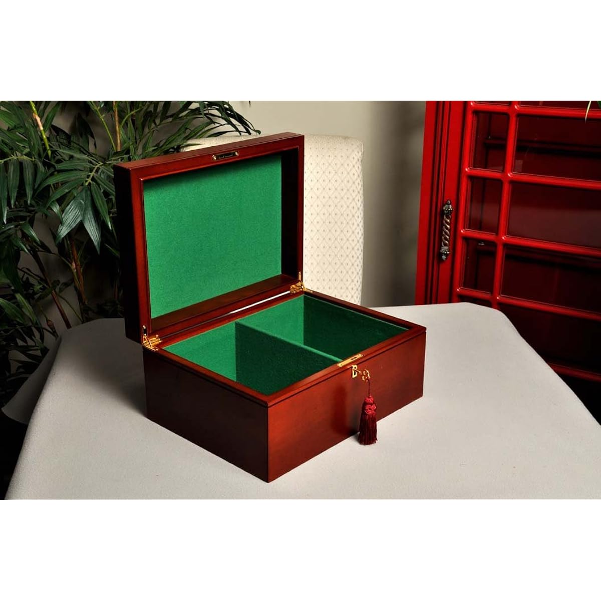 The House of Staunton Large Mahogany Premium Chess Box with Logo