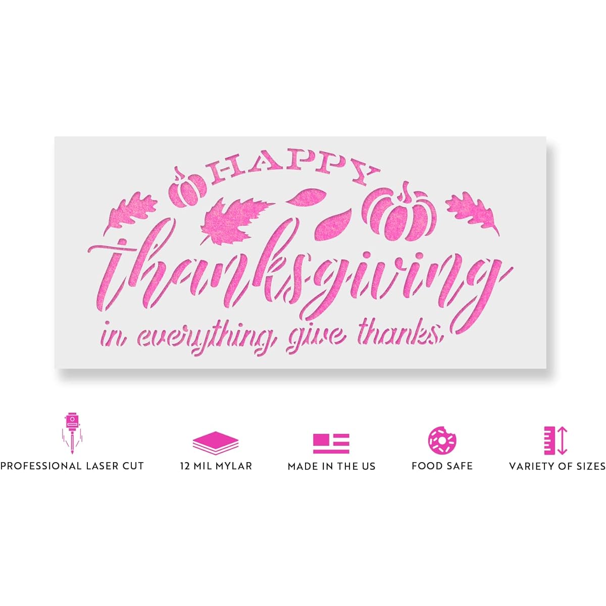 Happy Thanksgiving Give Thanks Stencil - Reusable Stencil - Painting Stencil - DIY Happy Thanksgiving Give Thanks Home Decor. 48"x22" white