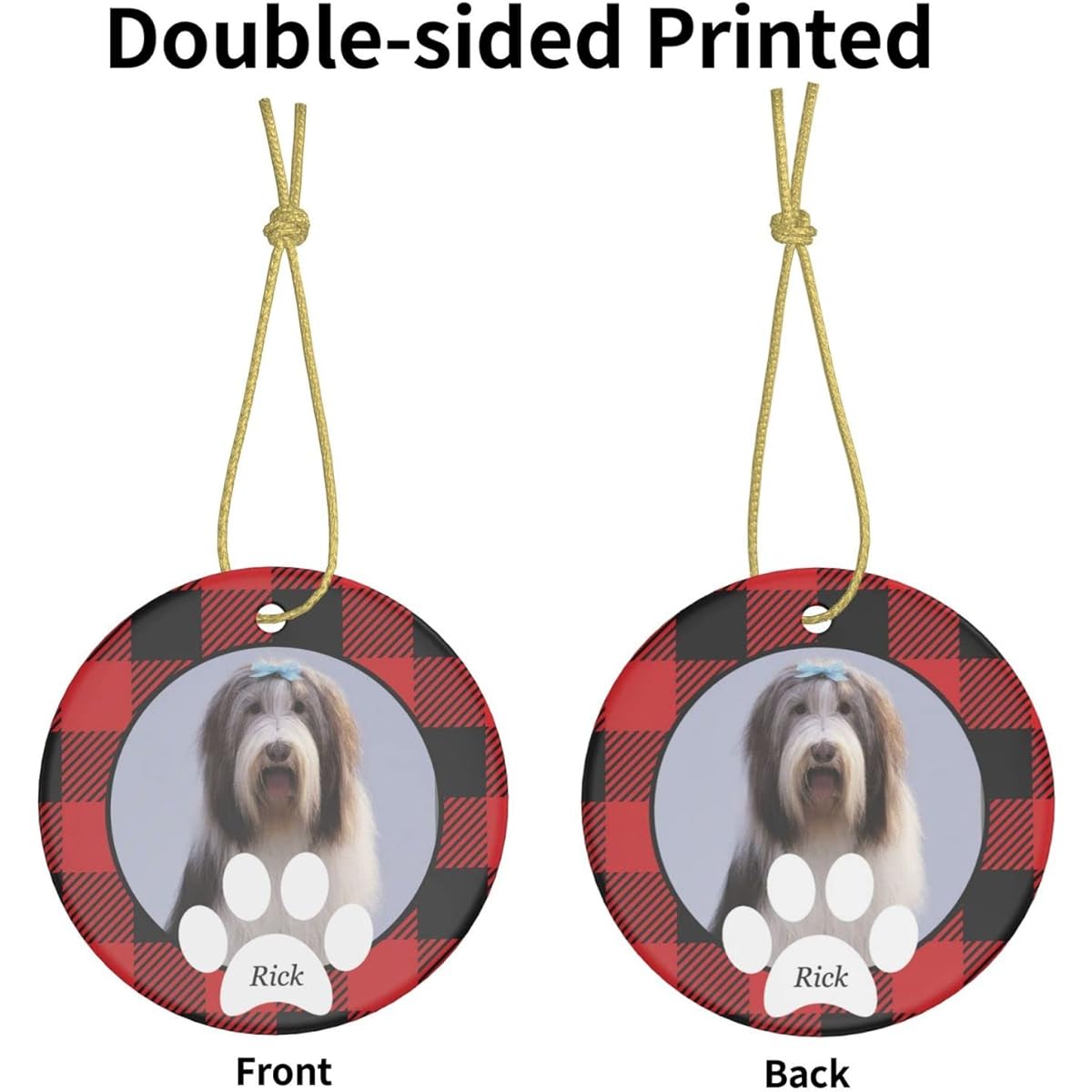 Personalized Dog Ornament Custom Photo Name for Christmas Tree Hanging Home Decoration