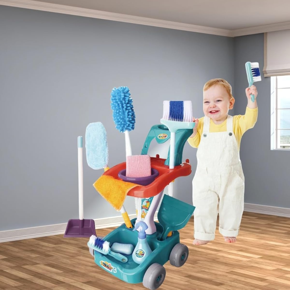 Sariny Children's Housework Toys, Pretend Play Cleaning Toys, Housework Supplies, Pretend Play Cleaning Set for Children, Early Childhood Educational Simulation, Cleaning Tool Set, Cleaning Set, Pretend Cleaning, Housework Pretend Supplies (A)