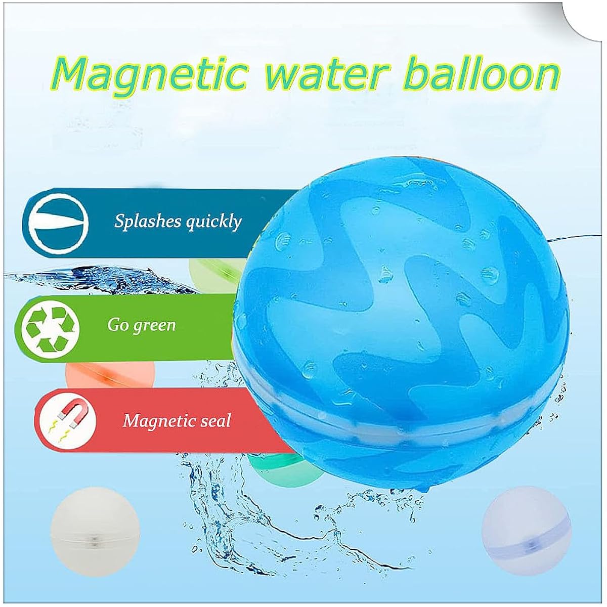 Reusable Water Balloons Quickly Fill Water Beach Pool Patio Water Toy Set Summer Splash Party Easy Quick Fun for Outdoor Backyard Swimming Pool (6 Pieces)